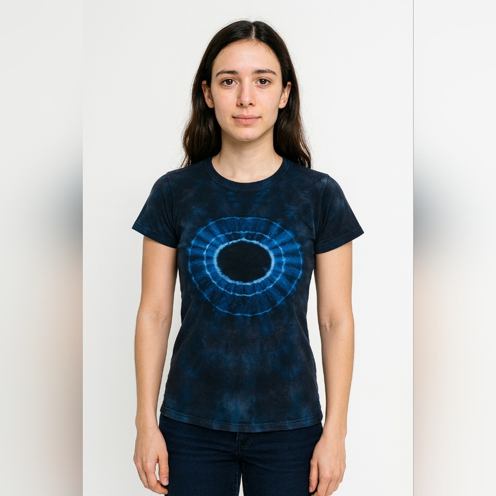 Ladies Small Circle Mandala And Scrunch Tie Dye T Shirt